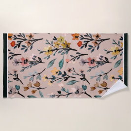 Vintage Blüten: Dusty Rose Boho Floral Wasserfarbe Strandtuch