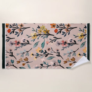 Vintage Blüten: Dusty Rose Boho Floral Wasserfarbe Strandtuch