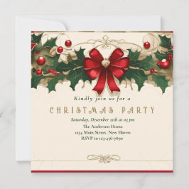 Vintage Blüten: Retro-Weihnachtseinladung Feiertagskarte