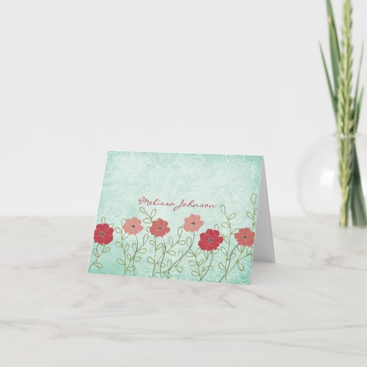 Vintage Blüten und Blätter Personalisiert Notecard (Vorderseite)