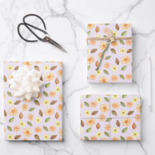 Vintage Blüten und Blume Herbst Geschenkpapier Set