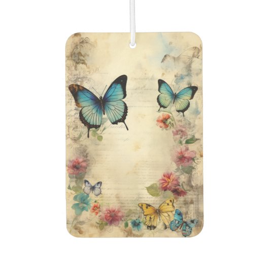 Vintage Blüten und Schmetterlinge Autolufterfrischer (Vorderseite)
