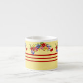 Vintage Blüten und Streifen Espresso Tasse (Vorderseite)