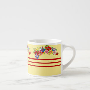 Vintage Blüten und Streifen Espresso Tasse