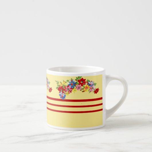 Vintage Blüten und Streifen Espresso Tasse (Rechts)