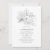 Vintage Blütenbestätigung in Weiß und Silber Einladung (Vorderseite)