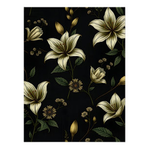 Vintage Blütenblätter mit grünen Folien Poster