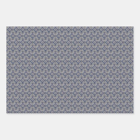 Vintage Blütenblau Weiße Täler Geschenkpapier Set (Vorderseite 3)