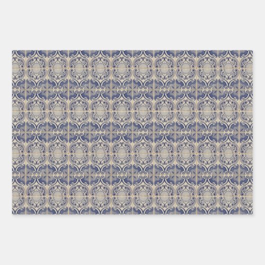 Vintage Blütenblau Weiße Täler Geschenkpapier Set (Vorderseite)