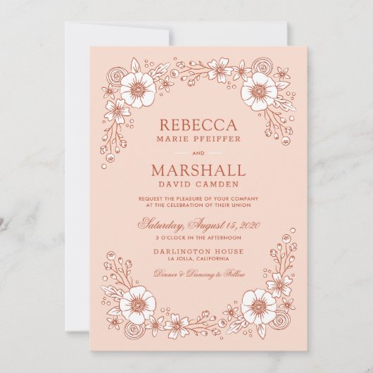 Vintage Blütenblütenhochzeit - orange (Vorderseite)