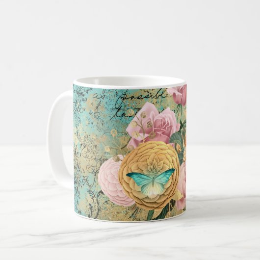 Vintage BlütenBouquet Kaffeetasse (Vorderseite Links)