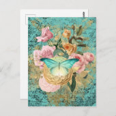 Vintage BlütenBouquet Postkarte (Vorne/Hinten)