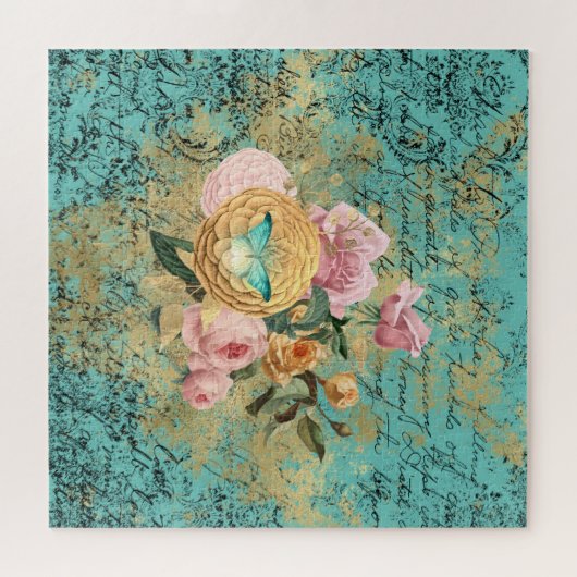 Vintage BlütenBouquet Puzzle (Horizontal)