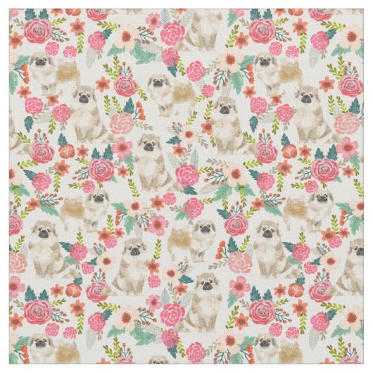 Vintage Blütencreme aus Tibet Stoff (Nahaufnahme)