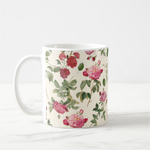 Vintage Blütencreme Rosa Rose Kaffeetasse
