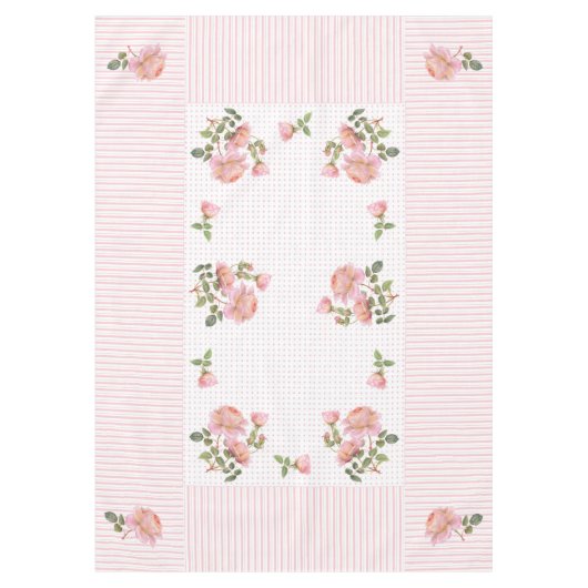 Vintage Blütendecke, Linien & Punkte 60"x84" Tischdecke (Vorderseite)