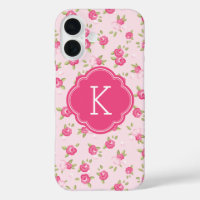 Vintage Blütendruckmonogramm, rosa Chic