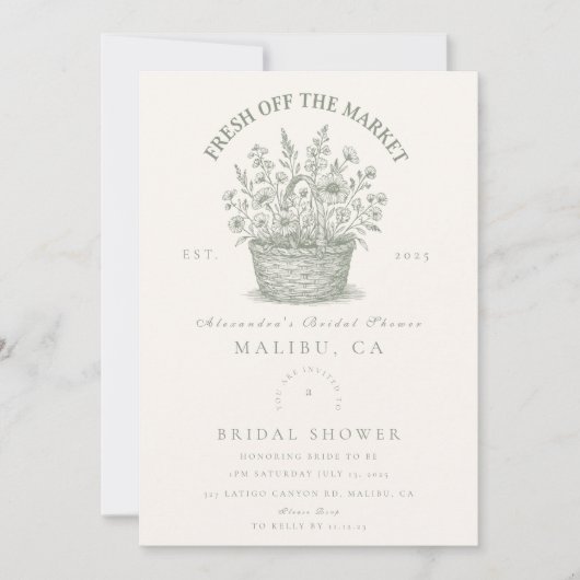 Vintage Blütendusche Einladung (Vorderseite)