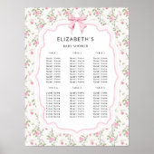 Vintage Blütendusche mit rosa Bow Poster (Vorne)