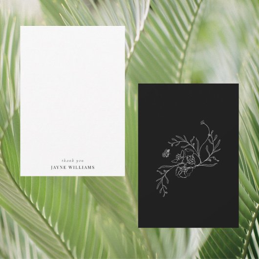 Vintage Blütendusche Schwarz/Weiß Vielen Dank Dankeskarte