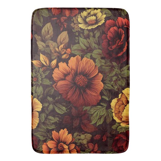 Vintage Blütenfarbe Badematte (Vorderseite Vertikal)