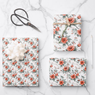 Vintage Blütenfarbe Geschenkpapier Set