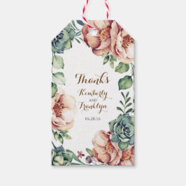 Vintage Blütenfarbenfallen Elfenbeinhochzeit Geschenkanhänger