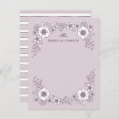 Vintage Blütenflorale Stationierkarte - Lila Dankeskarte (Vorne/Hinten)