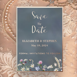 Vintage Blütenfolie Save the Date Folieneinladung