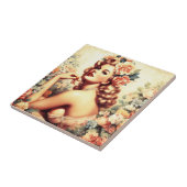 Vintage Blütenfrau Fliese (Seite)