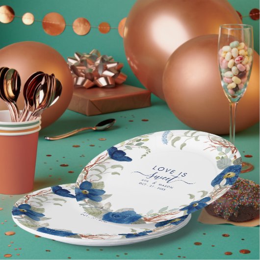 Vintage Blütenhochzeit Pappteller (Multi)