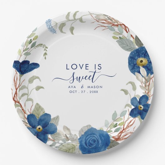 Vintage Blütenhochzeit Pappteller (Vorderseite)