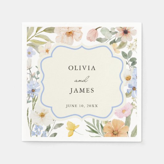 Vintage Blütenhochzeit Serviette (Vorderseite)