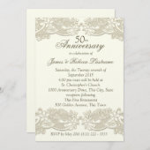 Vintage Blütenlace 50. Jahrestag Einladung (Vorne/Hinten)