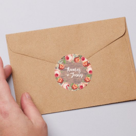 Vintage Blütenmärsche Hochzeit Runder Aufkleber