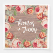 Vintage Blütenmärsche Hochzeit Serviette (Vorderseite)