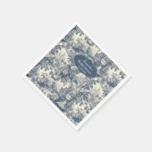 Vintage Blütenpflanze Blauer Toile de jouy Brautpa Serviette (Ecke)