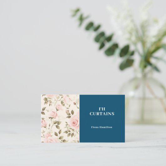 Vintage Blütenpinke Blütenblume Geschäftskarte Visitenkarte (Stehend Vorderseite)