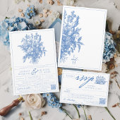 Vintage Blütenpracht Blauer Garten Hochzeit Einladung