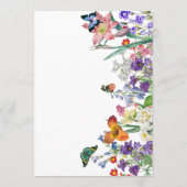 Vintage Blütenpraxis mit Gastname Hochzeit Menükarte (Rückseite)