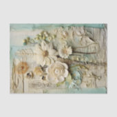 Vintage Blütensammlung in Creme & Minze Collage De Seidenpapier (Vorderseite)