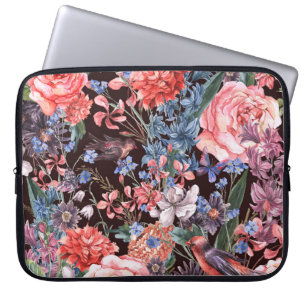 Vintage Blütenvögel: Aquarellfarbene Eleganz. Laptopschutzhülle