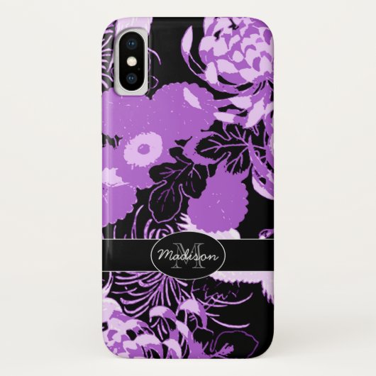 Vintage Blütenvögel Monogram Case-Mate iPhone Hülle (Rückseite)