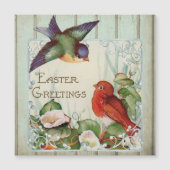 Vintage Blütenvögel Ostern Magnetkarte (Vorderseite)