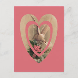 Vintage Blütenweiße Taube mit Hinweis im Herzen Postkarte