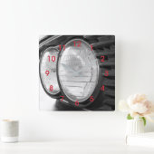 Vintage BMW-Scheinwerfer Quadratische Wanduhr (Zuhause)