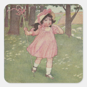Vintage Bo Peep Quadratischer Aufkleber