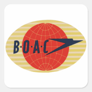 Vintage BOAC-Fluglinienlogo Quadratischer Aufkleber
