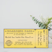 Vintage Boarding-Durchlauf-Hochzeits-Einladung Einladung (Stehend Vorderseite)