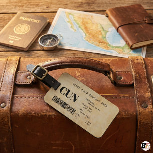Vintage Boarding Pass Erste Klasse CUN Cancun Gepäckanhänger